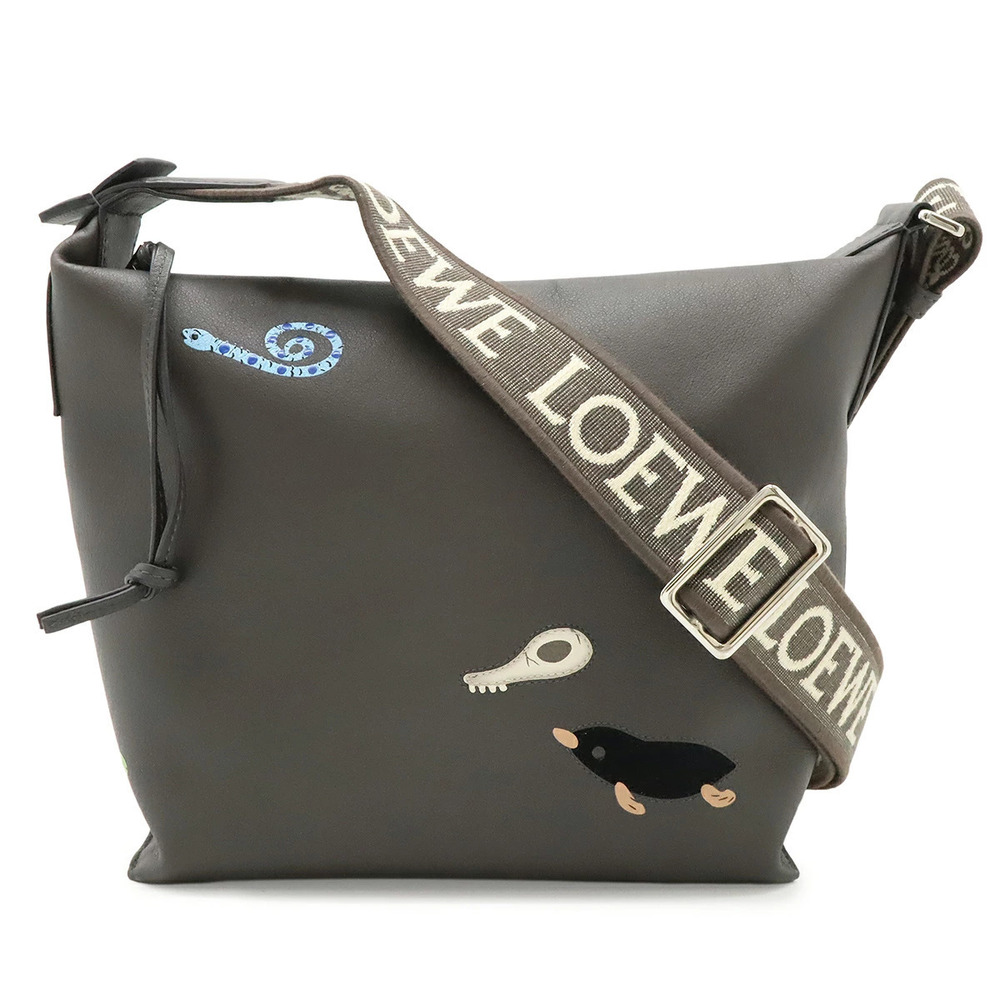 Loewe Cuby Crossbody Bag Fujita Collaboration Mandragora Leather Charcoal Black